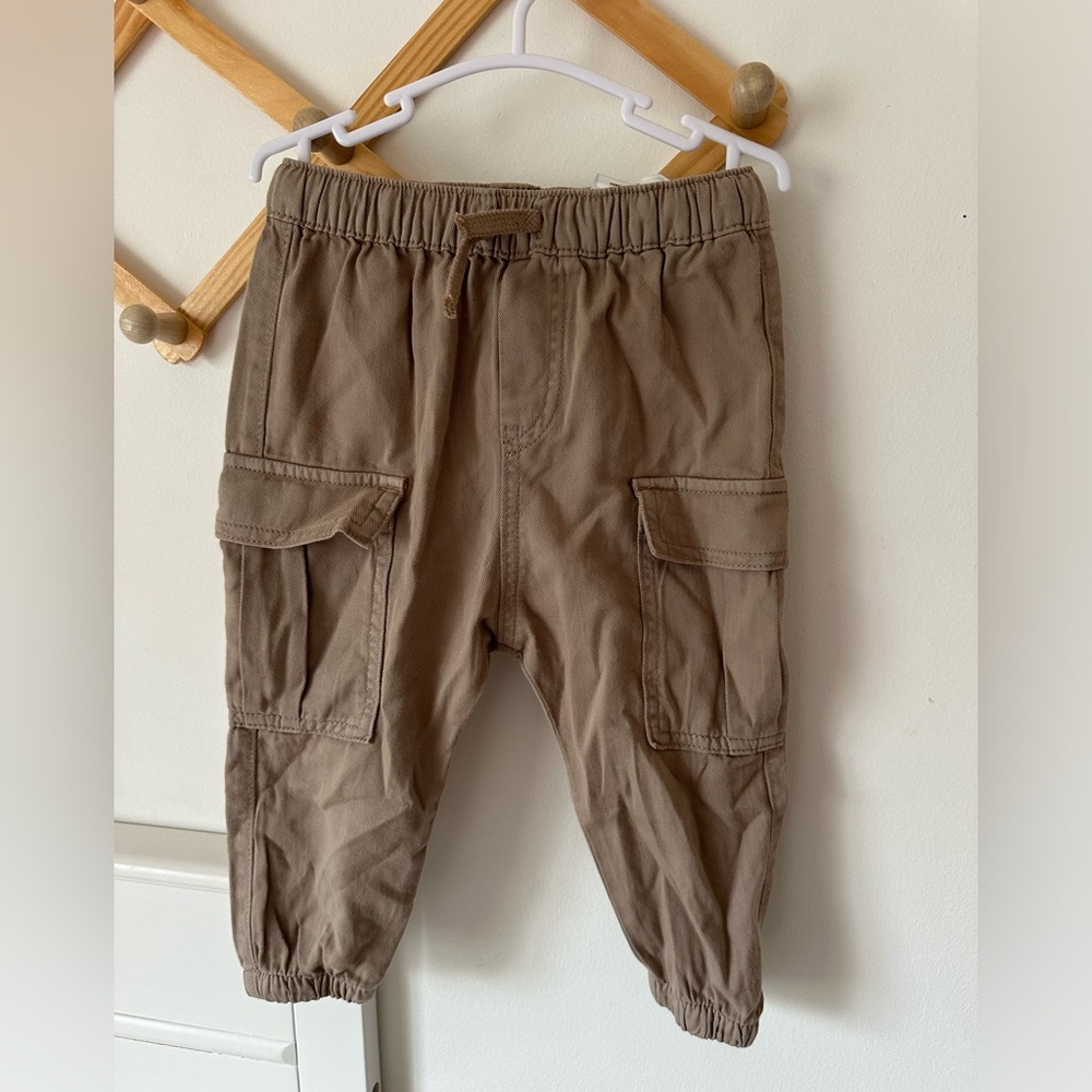 Beige Elastic Waist Pants